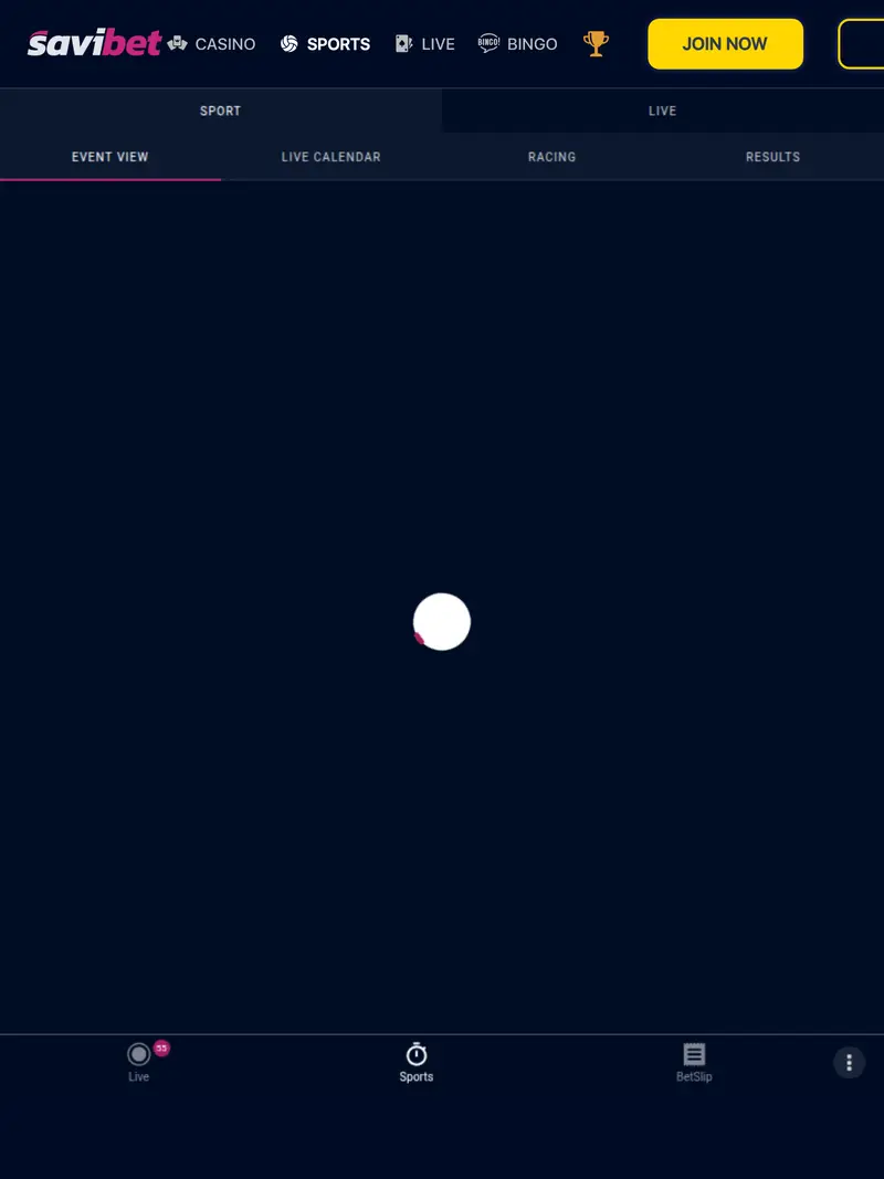 Savi Bet - homepage (tablet)