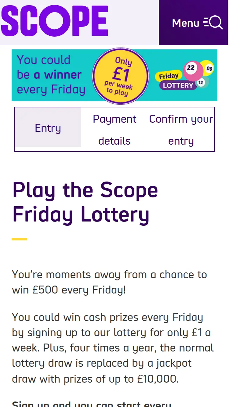 Scope - homepage (mobile)