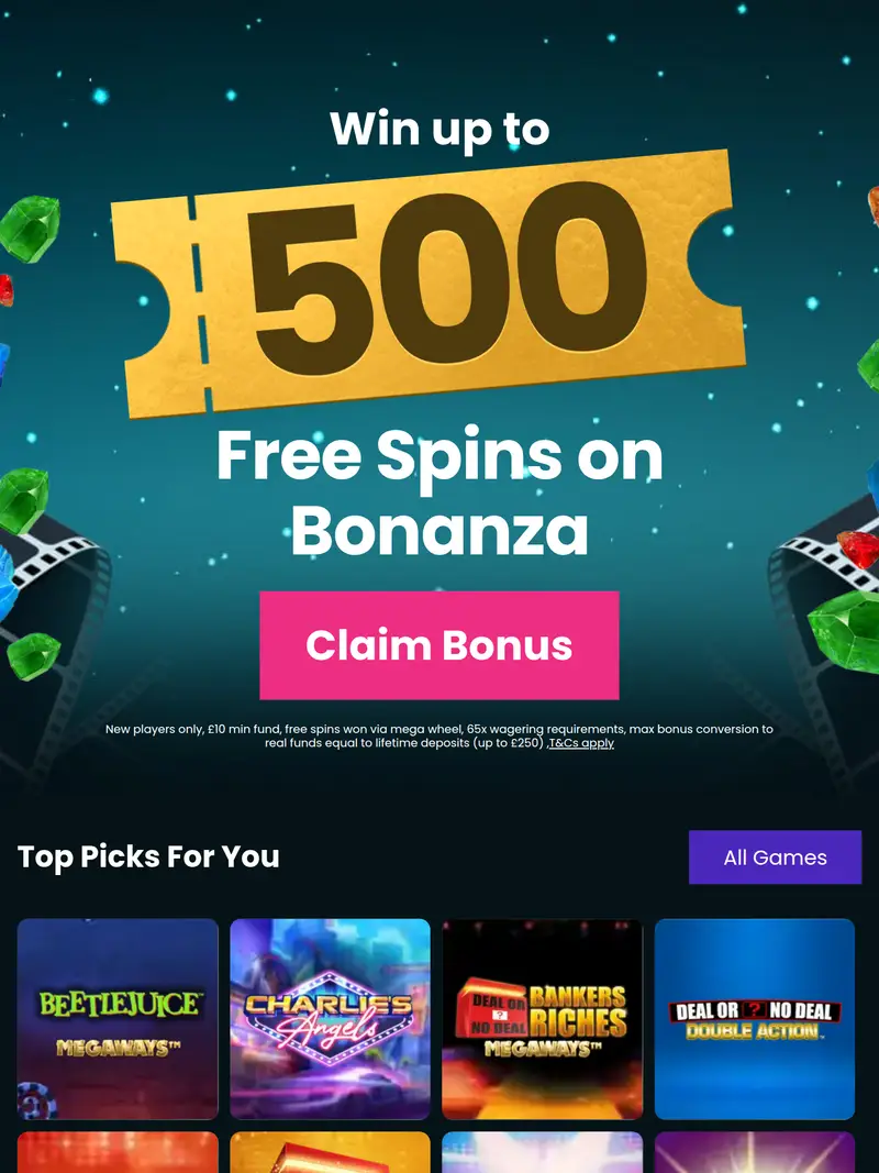 Show Reel Bingo - homepage (tablet)