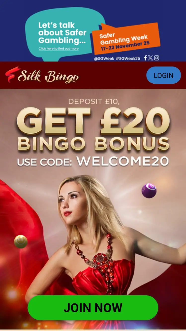 Silk Bingo - homepage (mobile)