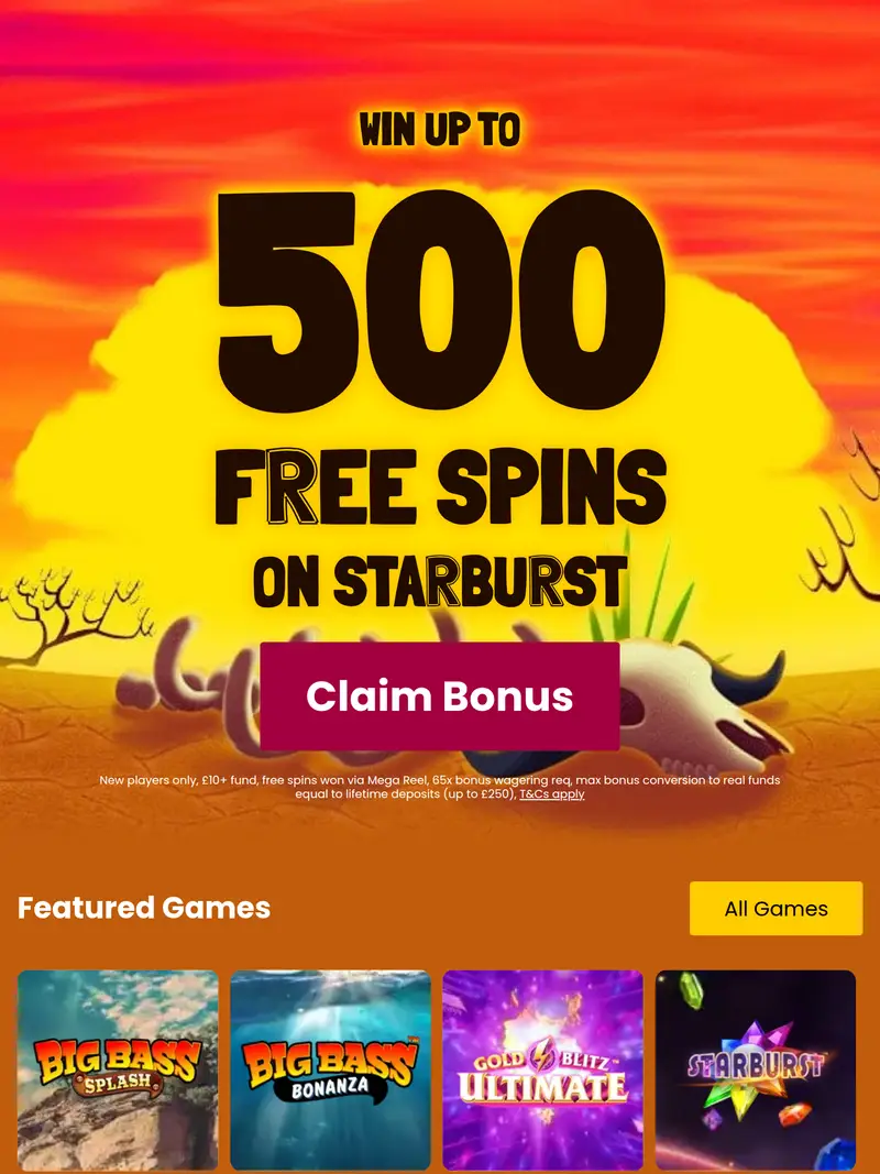 Simba Slots - homepage (tablet)