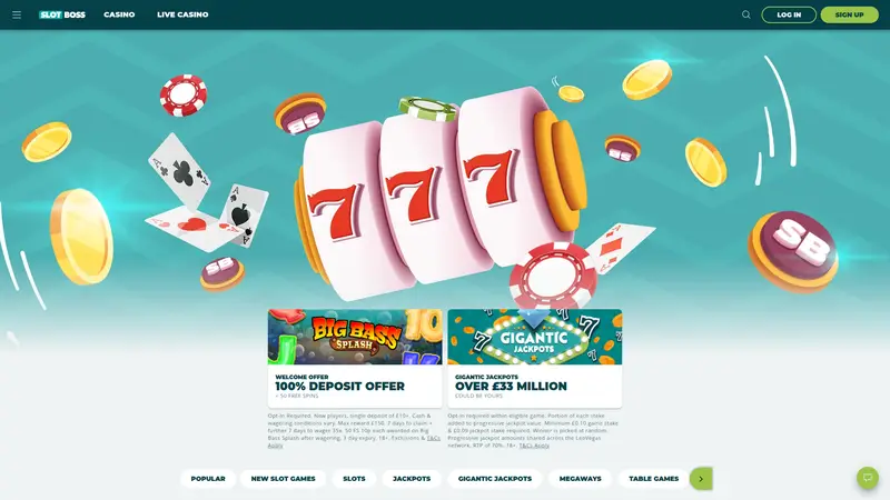 Slot Boss - homepage (desktop)