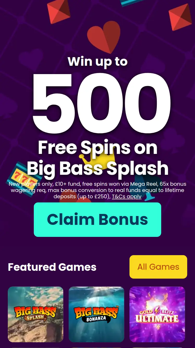 Slots Royale - homepage (mobile)