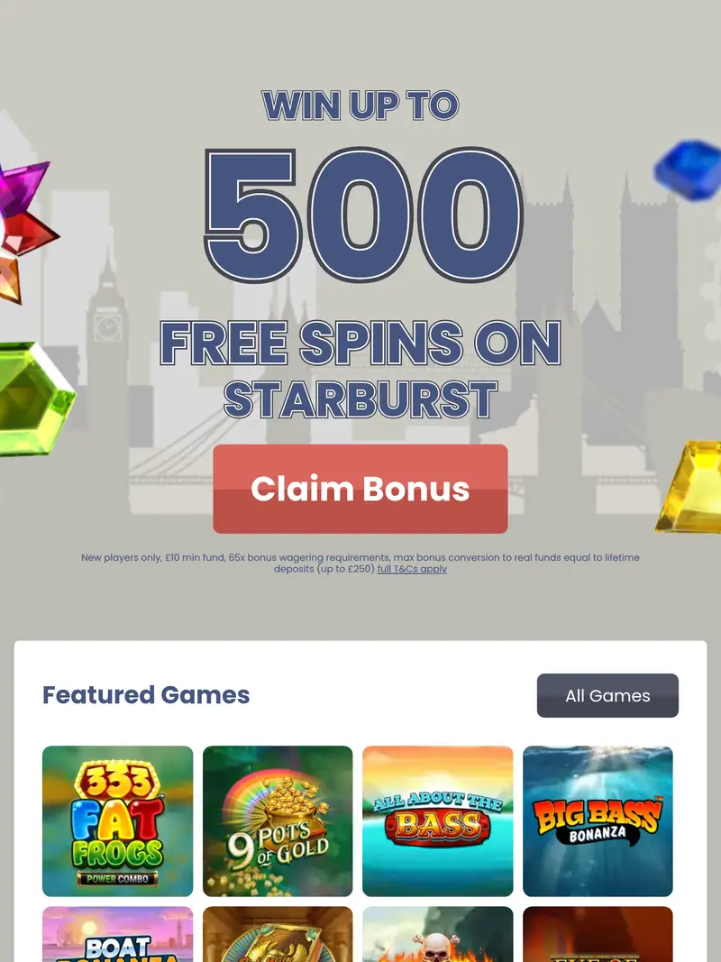 Slots UK - homepage (tablet)