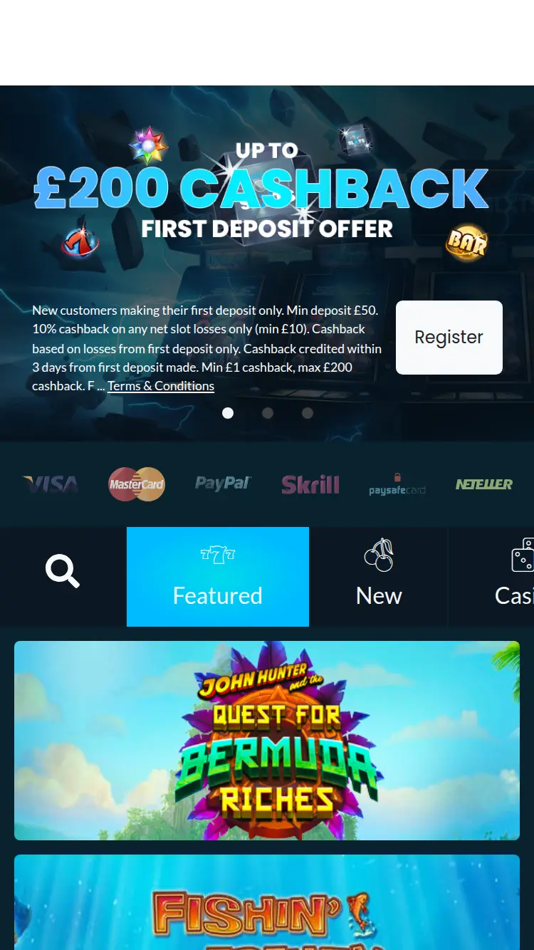 Slotty Slots - homepage (mobile)