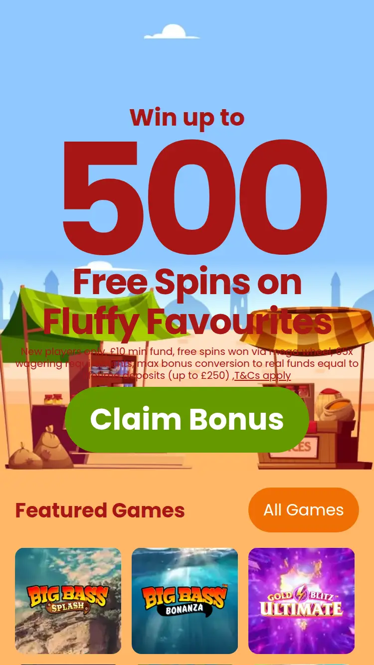 Spice Bingo - homepage (mobile)