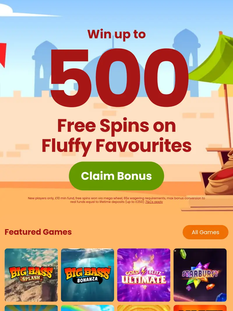 Spice Bingo - homepage (tablet)