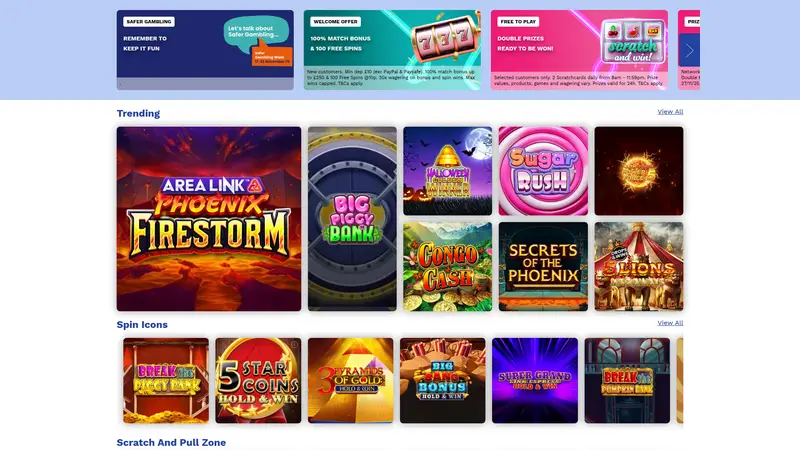 Spin and Win - homepage (desktop)