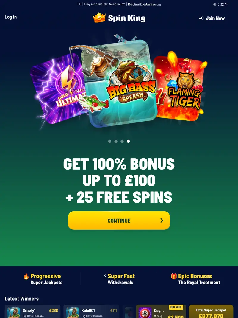 Spin King - homepage (tablet)