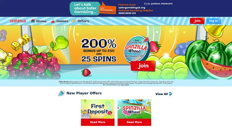 Spin Zilla - homepage (desktop)