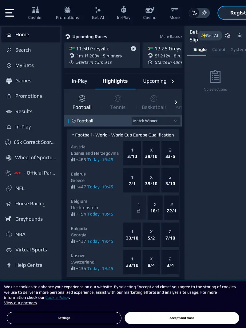 NetBet Sport - homepage (tablet)