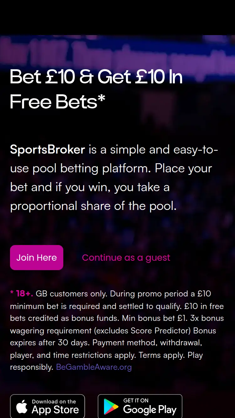Sports Broker - homepage (mobile)