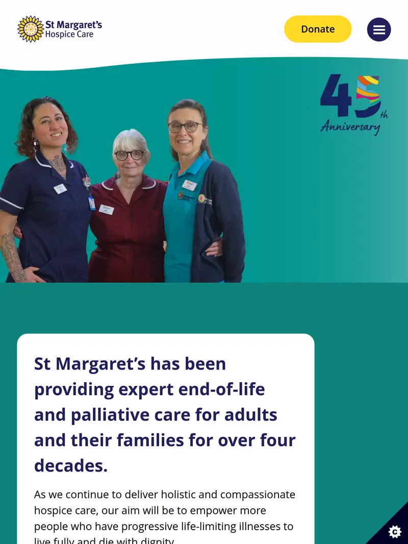St Margarets Hospice - homepage (tablet)