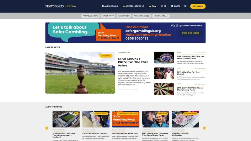 Star Sports Bet - homepage (desktop)