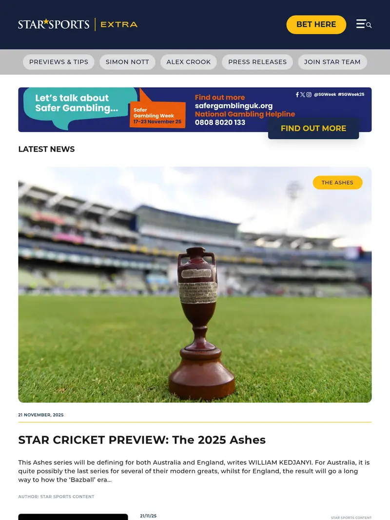 Star Sports Bet - homepage (tablet)