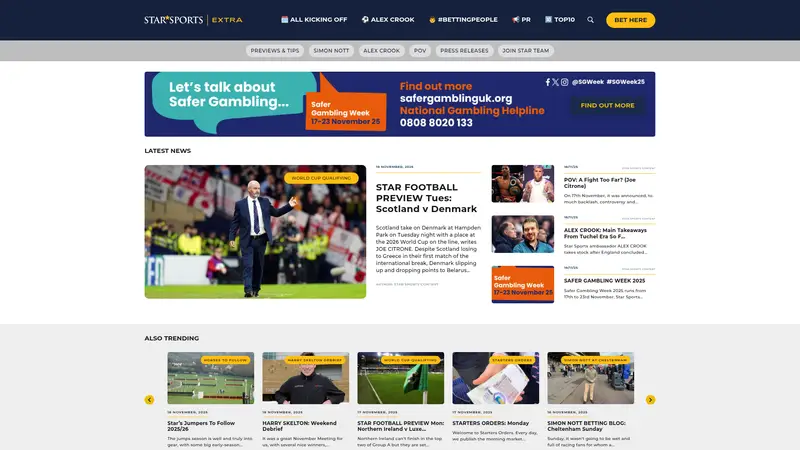 Star Sports Bet - homepage (desktop)