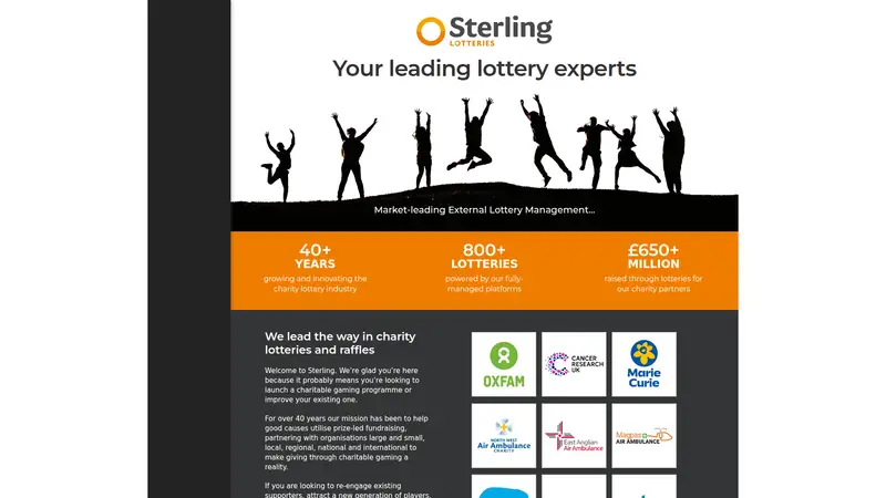 Sterling Lotteries - homepage (desktop)