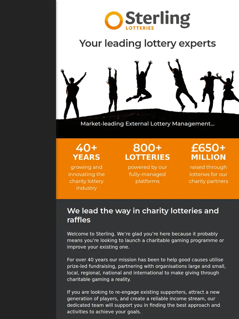 Sterling Lotteries - homepage (tablet)