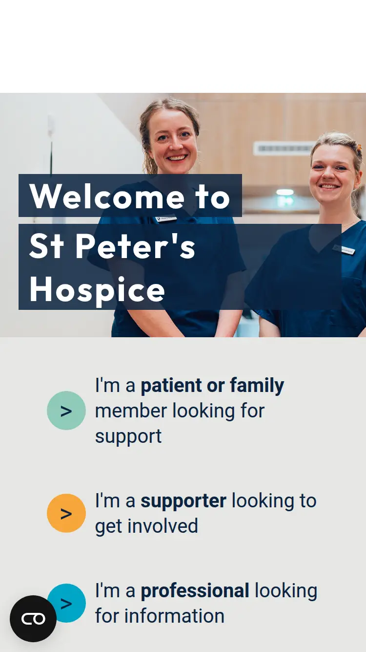 St Peters Hospice - homepage (mobile)