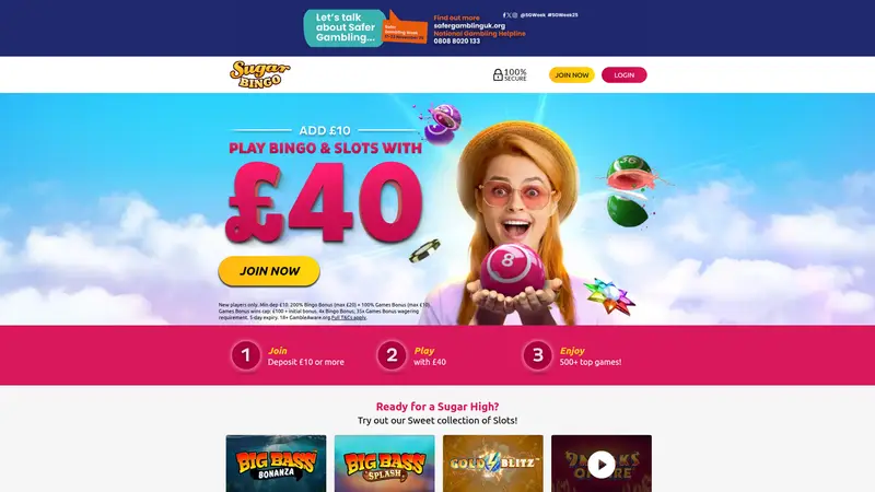 Sugar Bingo - homepage (desktop)