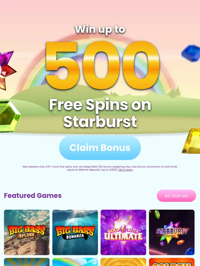 Sugar Spins - homepage (tablet)