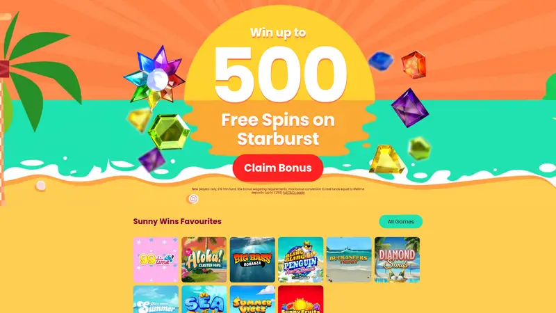 Sunny Wins - homepage (desktop)