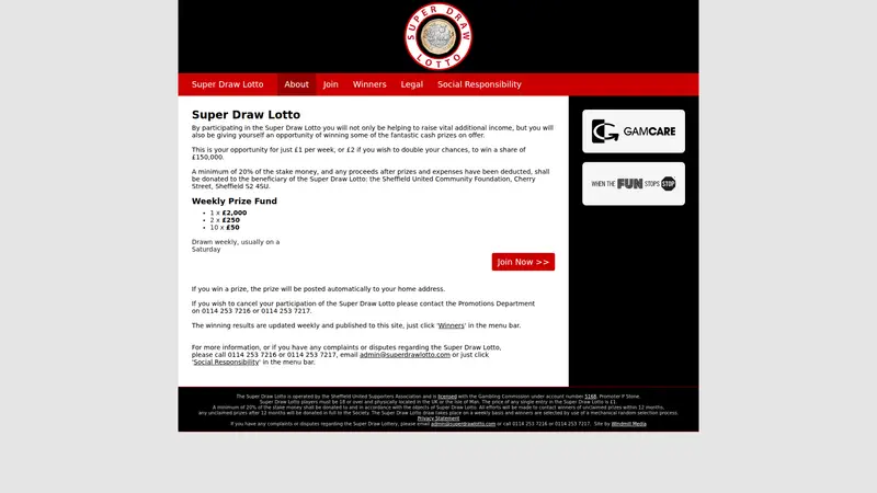 Super Draw Lotto - homepage (desktop)