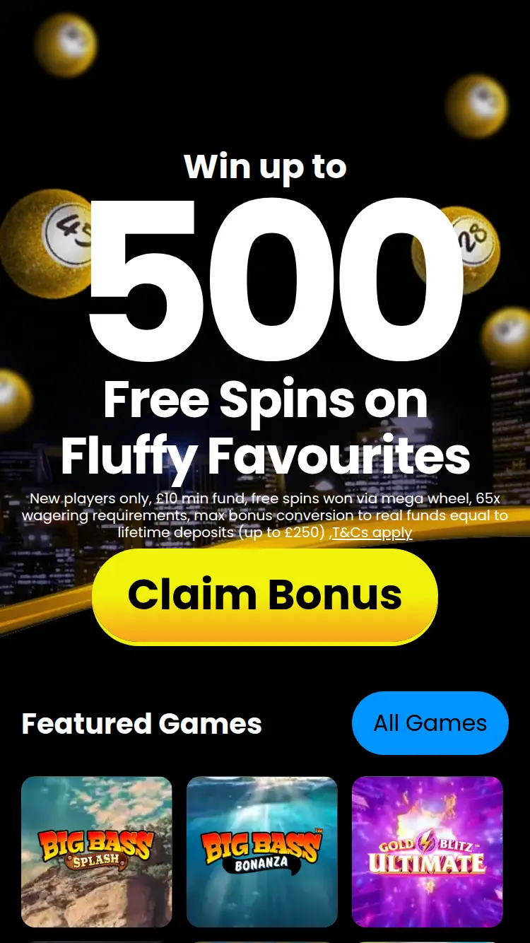 Swanky Bingo - homepage (mobile)