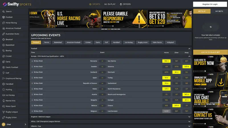 Swifty Predictions - homepage (desktop)