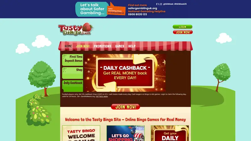 Tasty Bingo - homepage (desktop)