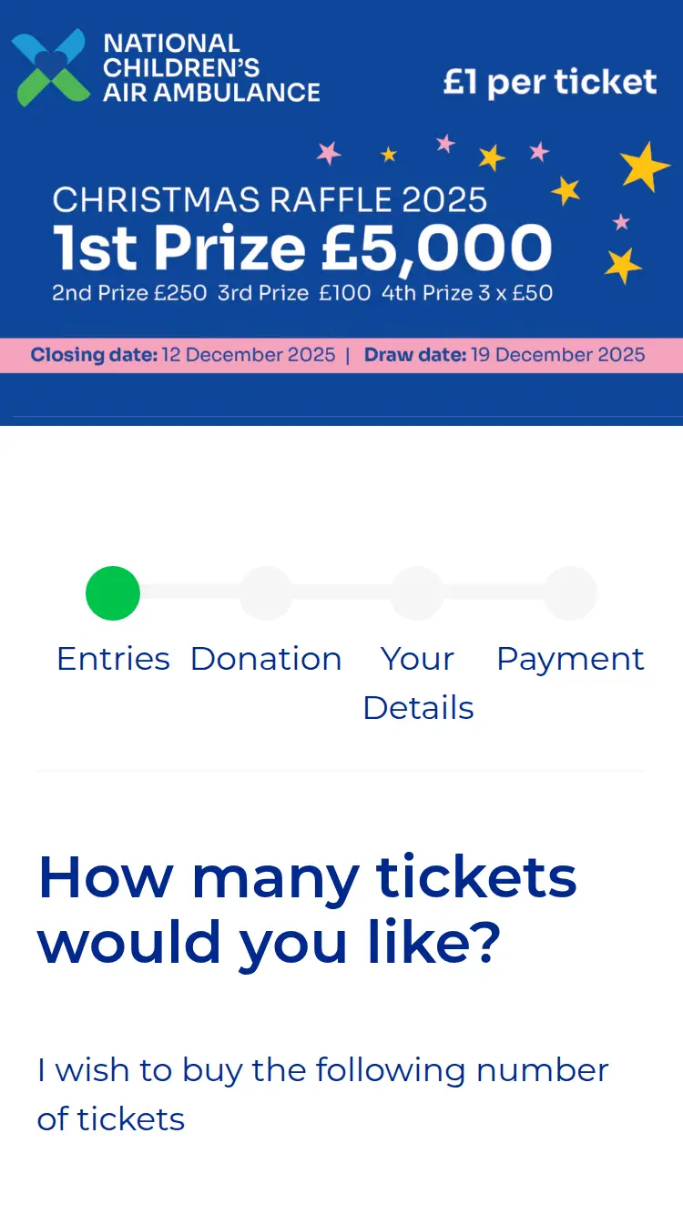 TCAA Raffle - homepage (mobile)