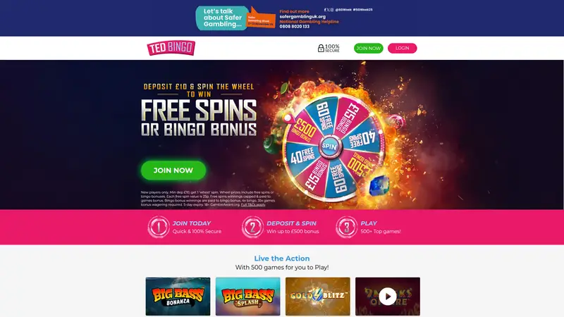 Ted Bingo - homepage (desktop)