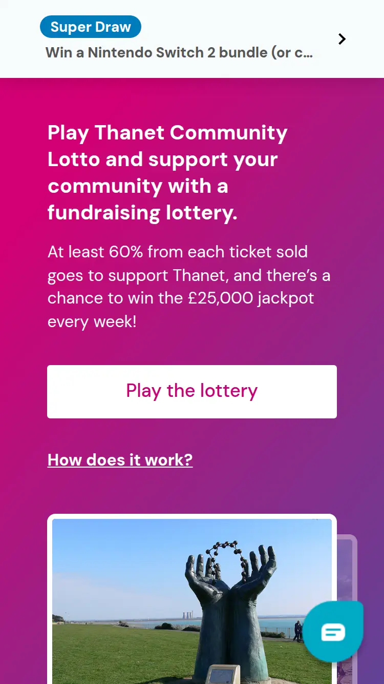 Thanet Lotto - homepage (mobile)