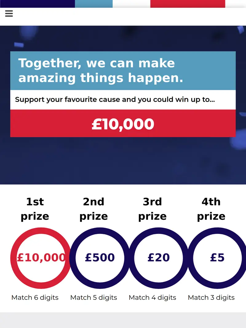 The Forces Lottery - homepage (tablet)