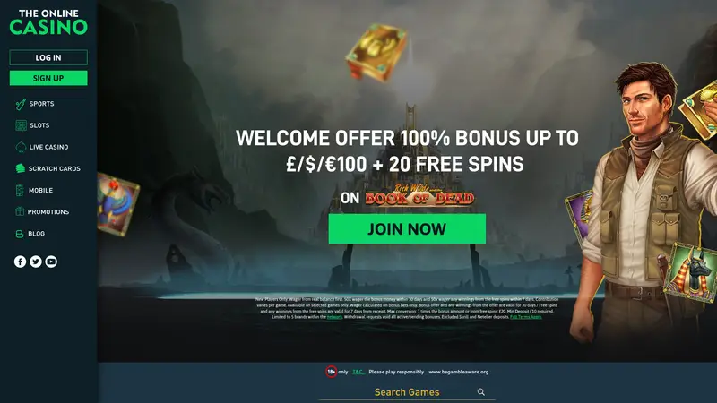 The Online Casino - homepage (desktop)