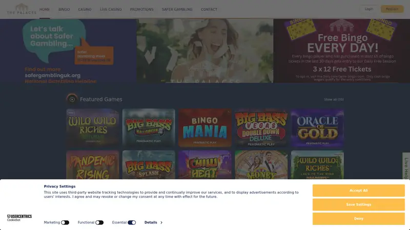 The Palaces - homepage (desktop)