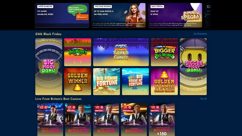 The Vic - homepage (desktop)