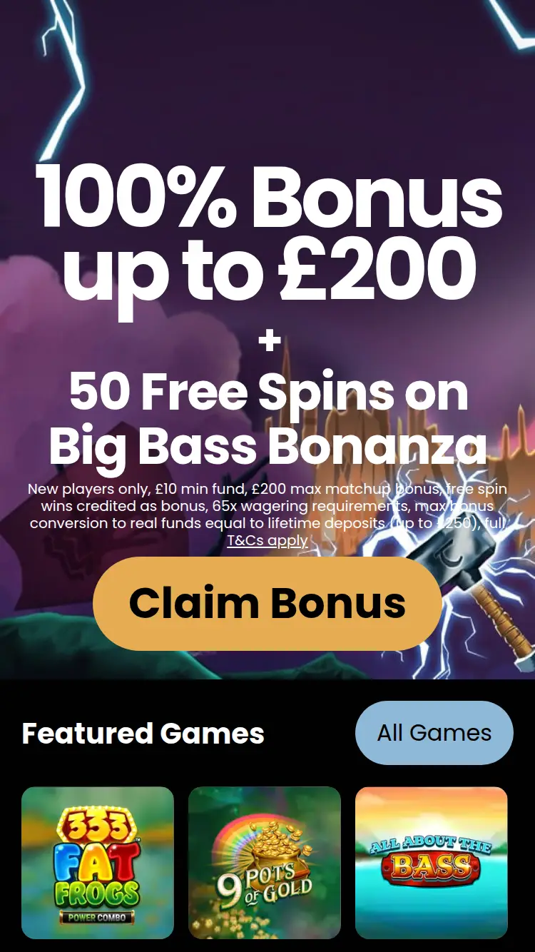 Thor Slots - homepage (mobile)