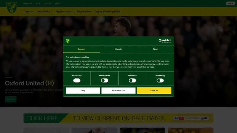 Norwich City Tickets - homepage (desktop)