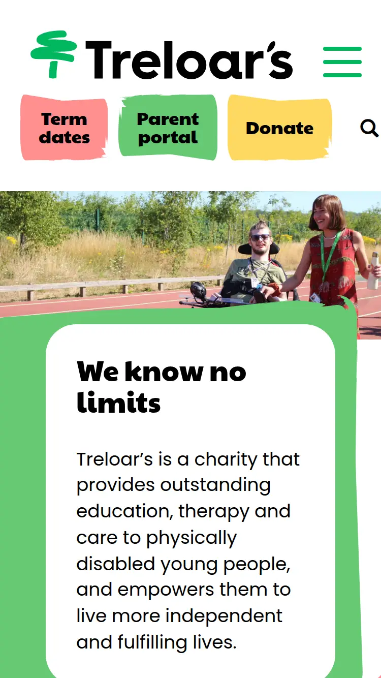 Treloar - homepage (mobile)