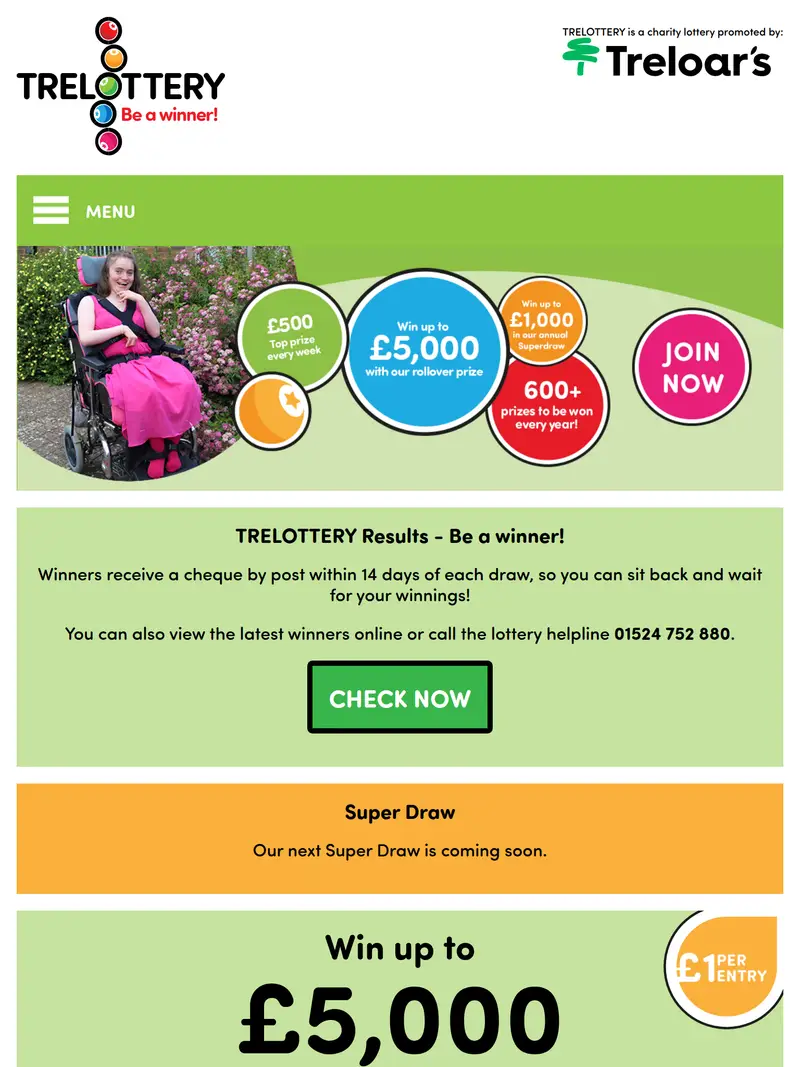 TRE Lottery - homepage (tablet)