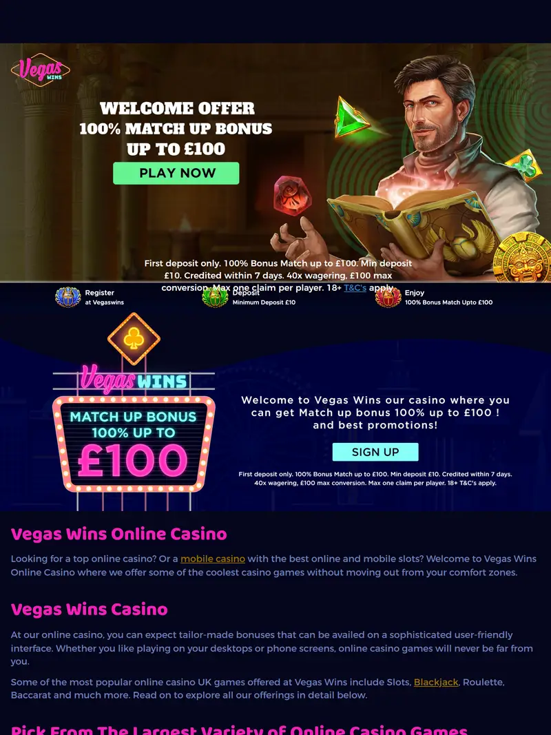 Vegas Wins - homepage (tablet)