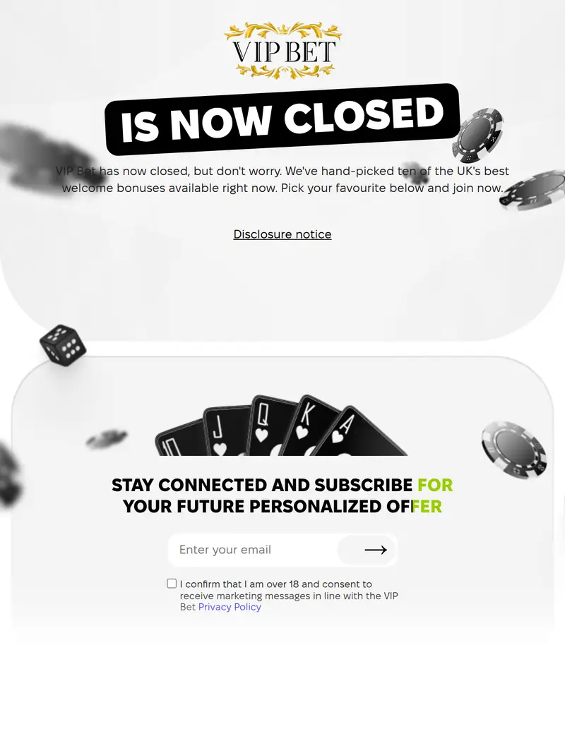 VIP Bet - homepage (tablet)