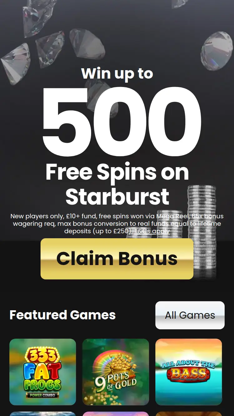 VIP Spins - homepage (mobile)