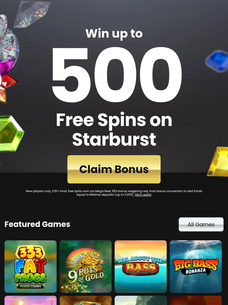 VIP Spins - homepage (tablet)