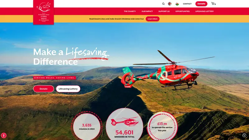 Wales Air Ambulance - homepage (desktop)