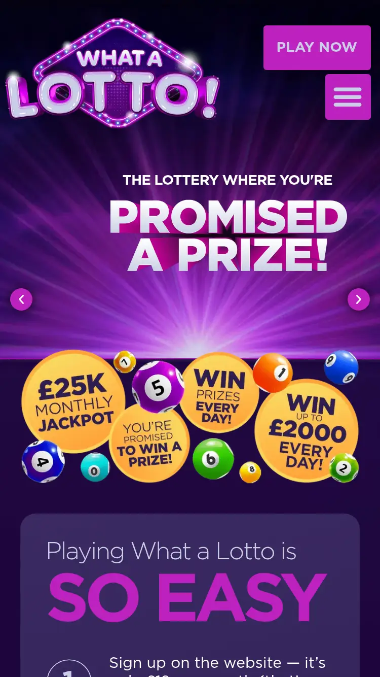 What a Lotto - homepage (mobile)