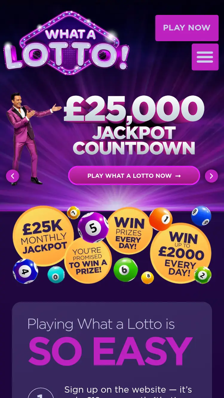 What A Lotto - homepage (mobile)