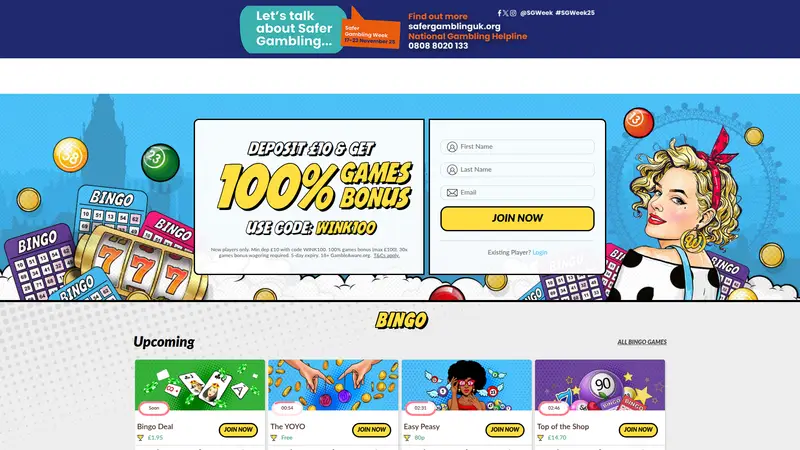 Wink Bingo - homepage (desktop)