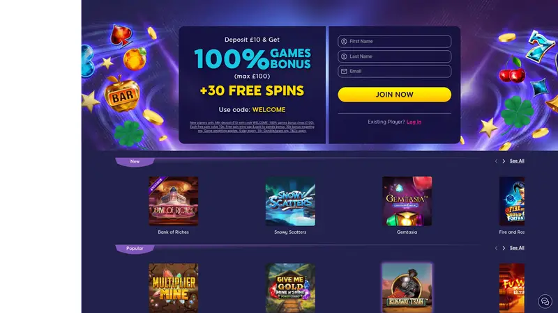 Wink Slots - homepage (desktop)